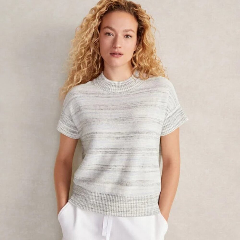 NWT TALBOTS Haven Well Within Organic Cotton Spacedye Crew Neck Sweater LARGE